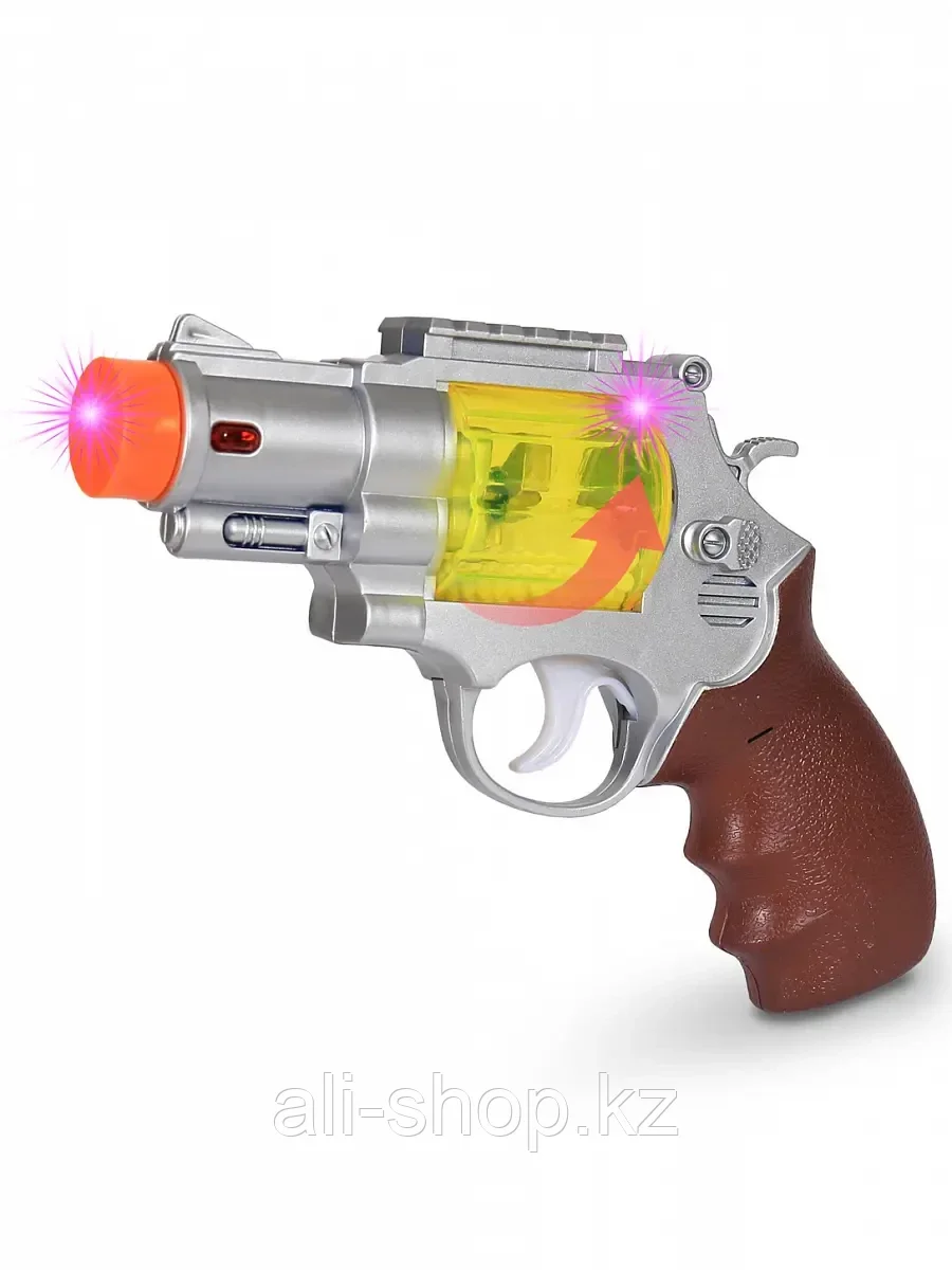 Револьвер на батарейках 22190-1, свет, звук, вращающиеся шарики - фото 1 - id-p113487348