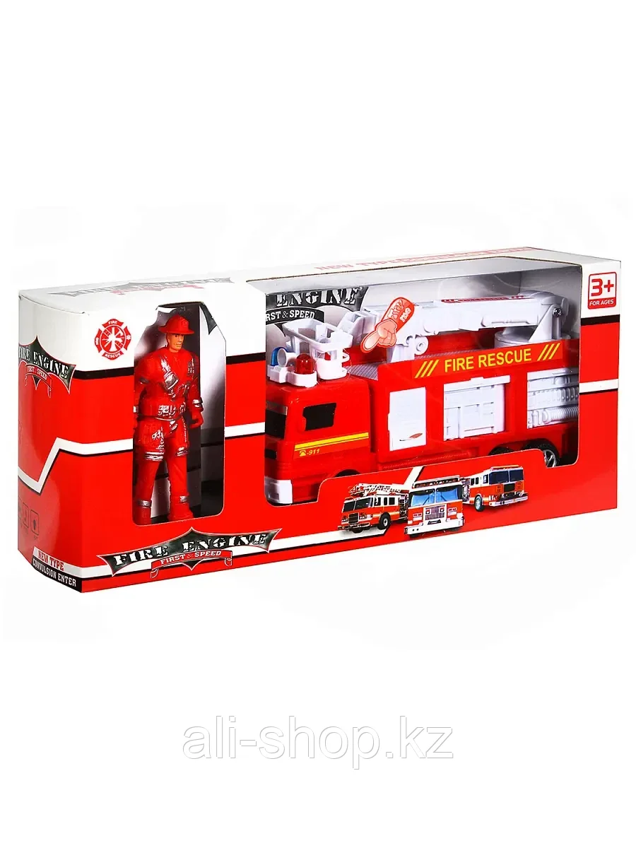 Набор игровой пожарных, пожарная машина(свет,звук) + фигурка пожарного с подвижными конечностями - фото 2 - id-p113488895