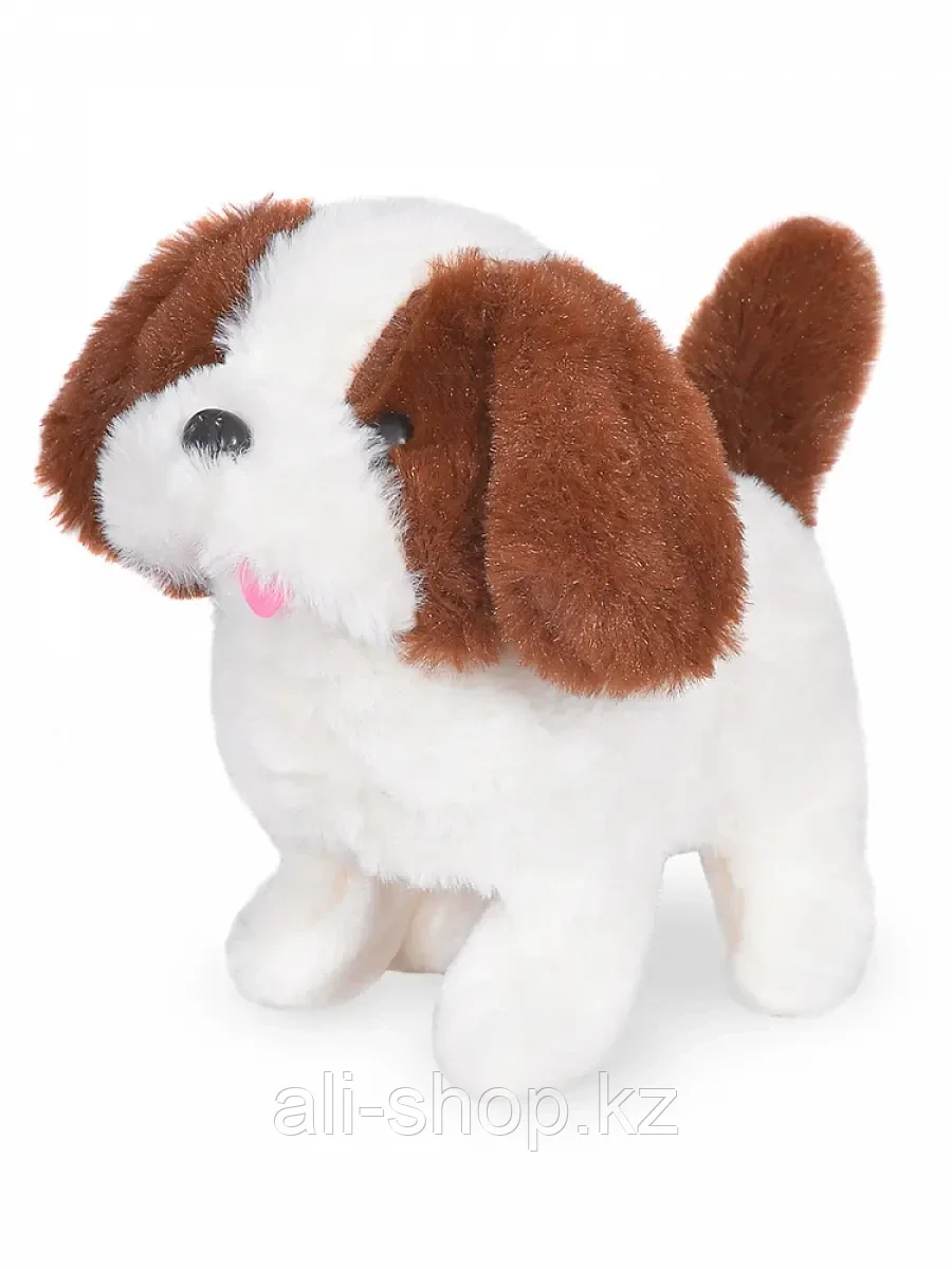 Мягкая игрушка Собака Каспер бело-темно-коричневая механическая 17 см 106-2 ТМ Коробейники - фото 1 - id-p105329358