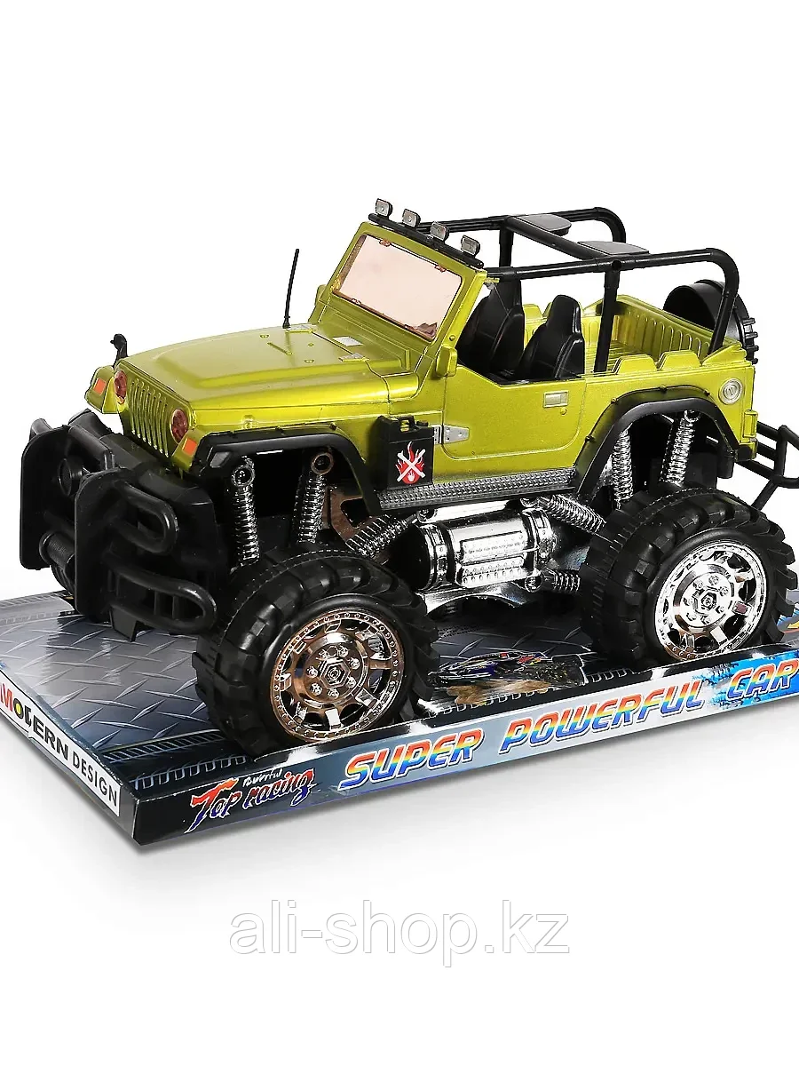 Машина инерционная Bigfoot 6803A зеленый "Jeep Wrangler Cabrio" п/к - фото 1 - id-p113490892