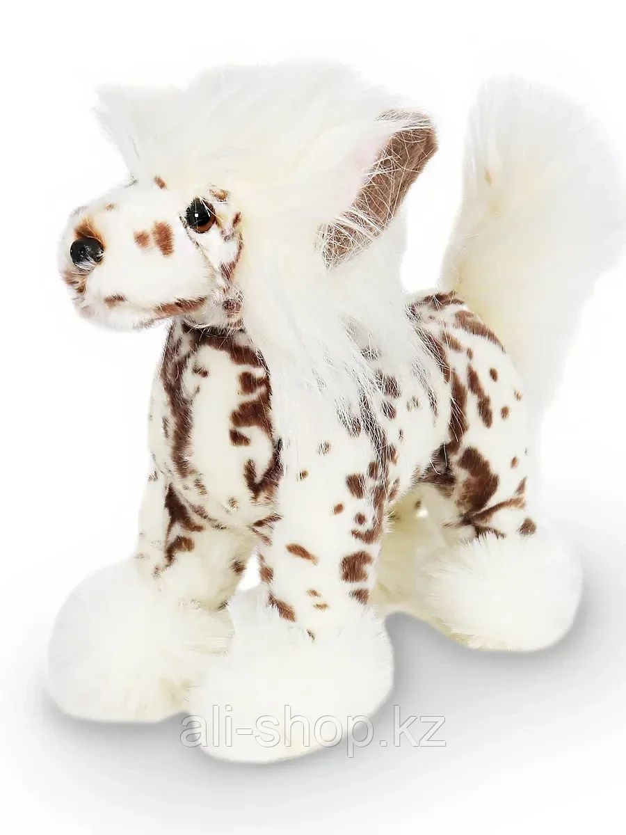 Мягкая игрушка Собака Китайская хохлатая бело-коричневая Фиджи 30 см 95175 ТМ Коробейники - фото 1 - id-p113489956