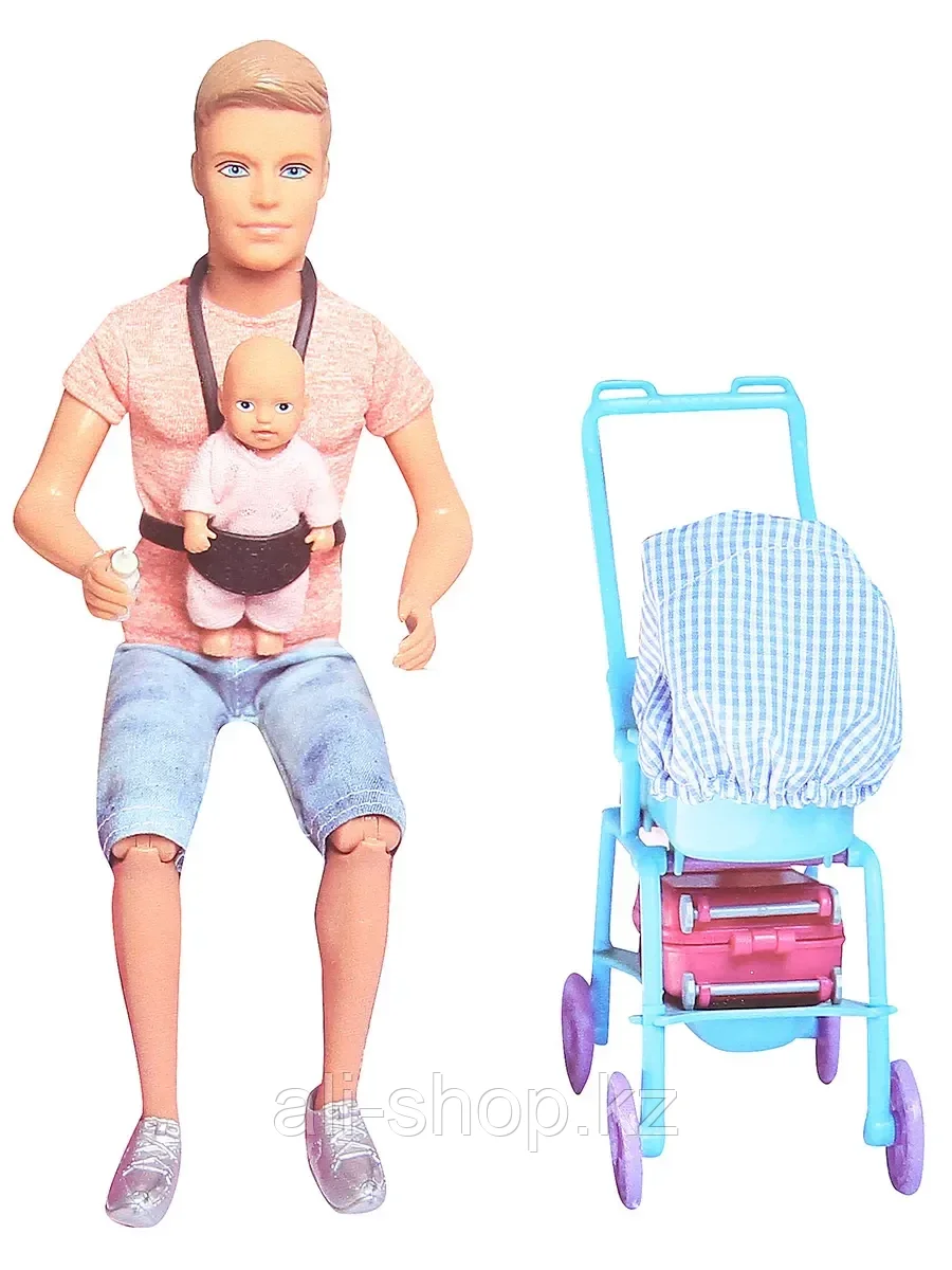 Набор из 2-х кукол Парень с младенцем 8369 в коляске - фото 2 - id-p113490509