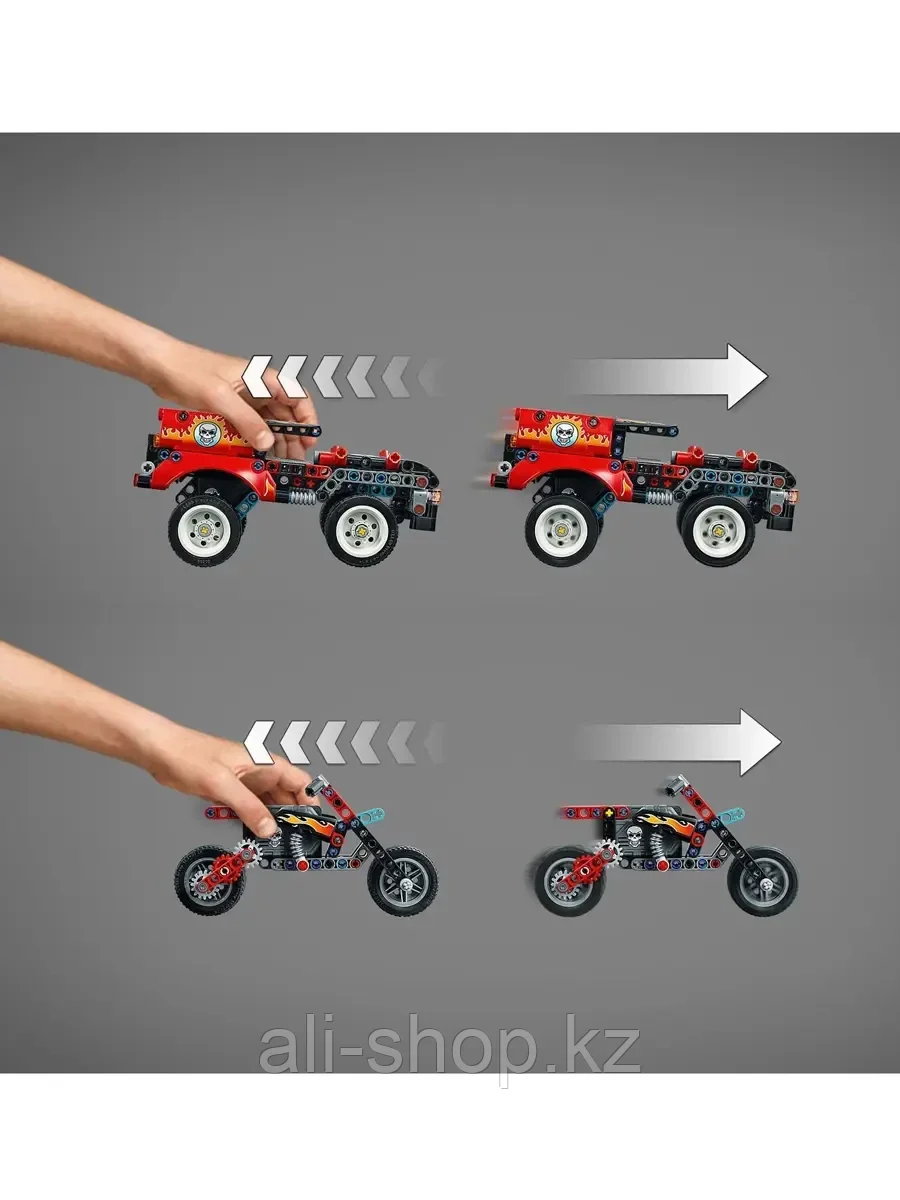 Конструктор Шоу трюков на грузовиках и мотоциклах 610 дет. 42106 LEGO Technic - фото 5 - id-p113492909