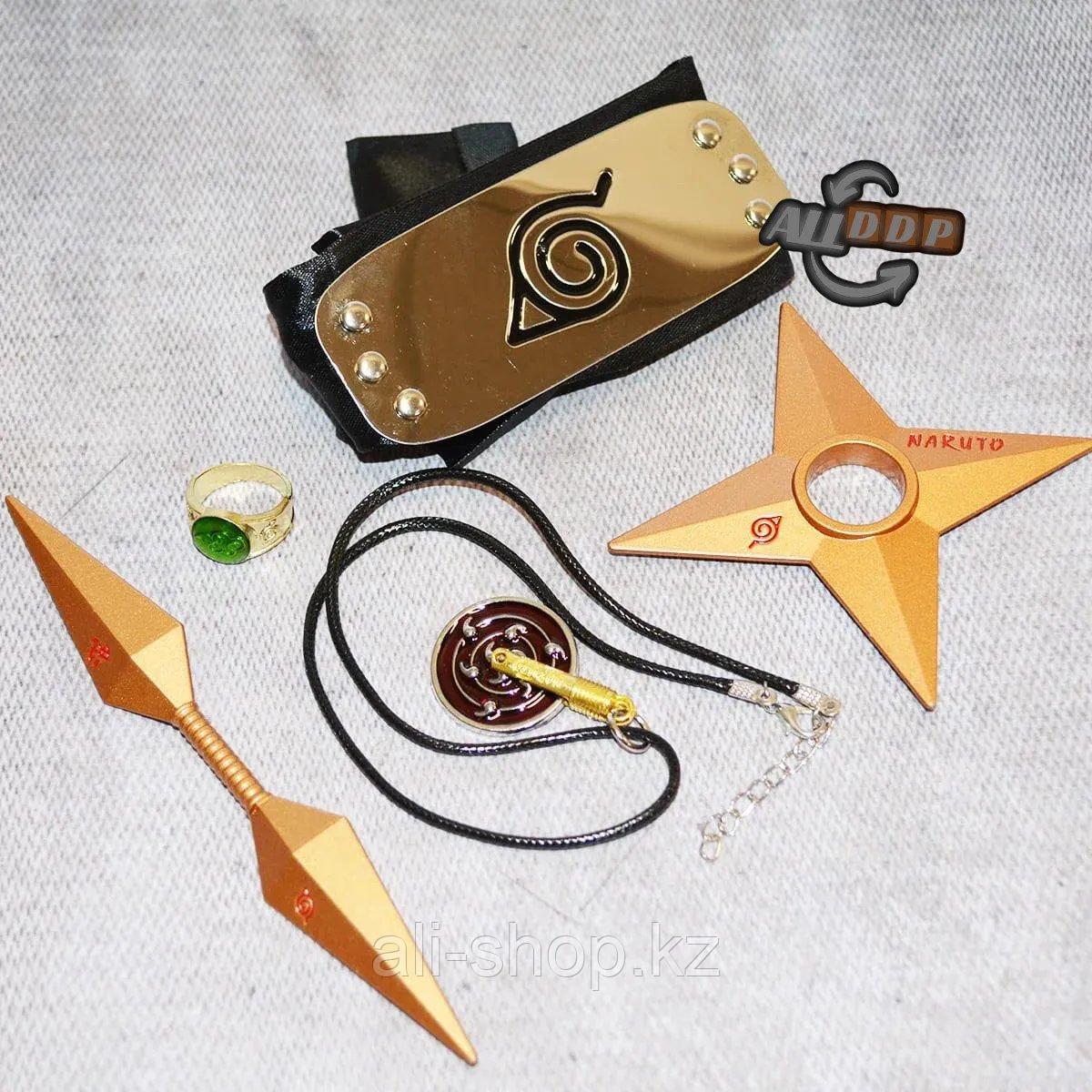Игровой набор Наруто повязка звезда Сюрикен двухсторонний Кунай кольцо и медальон - фото 1 - id-p113495661