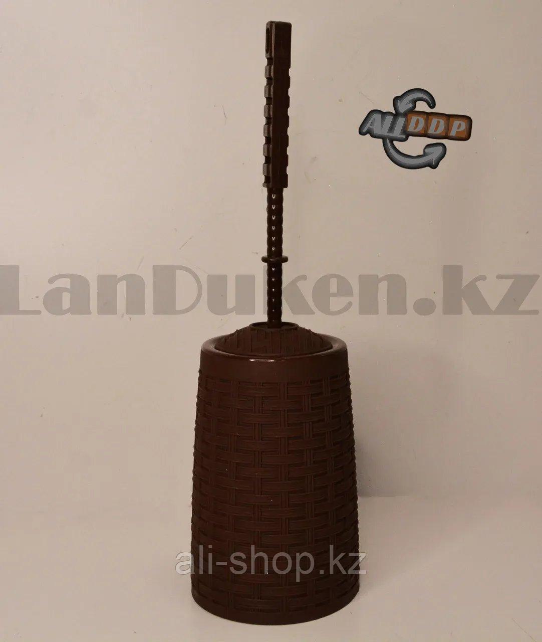 Ершик для унитаза напольный плетеный узор коричневый - фото 2 - id-p113496549