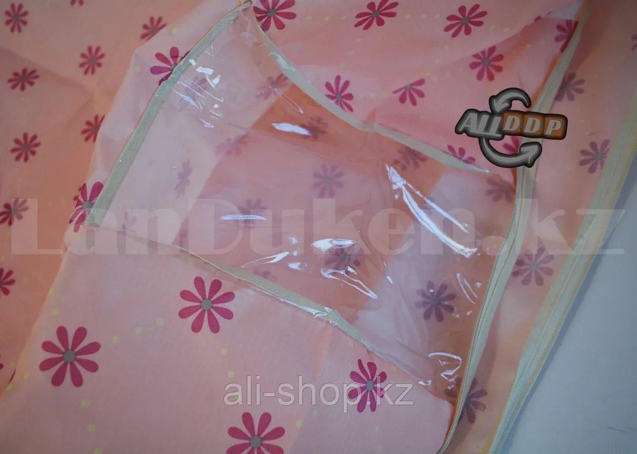 Органайзер для хранения вещей 26х70 см, коробка тканевая для хранения персиковый с цветочным принтом - фото 3 - id-p113496061