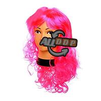 Розовый карнавальный парик с челкой