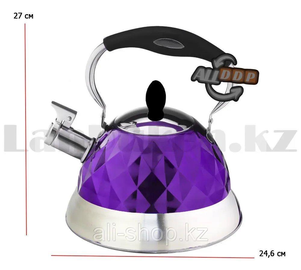 Набор чайный двойной чайник для кипячения воды со свистком и заварочный чайник с ситом А-761Т фиолетовый - фото 2 - id-p113496196