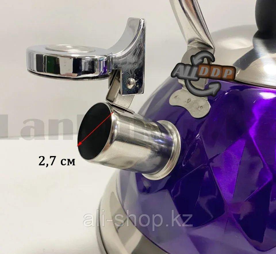 Набор чайный двойной чайник для кипячения воды со свистком и заварочный чайник с ситом А-761Т фиолетовый - фото 8 - id-p113496196