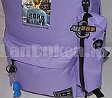 Универсальный школьный рюкзак с пеналом и брелоком сиреневый, надпись The carnival of KKM, фото 8
