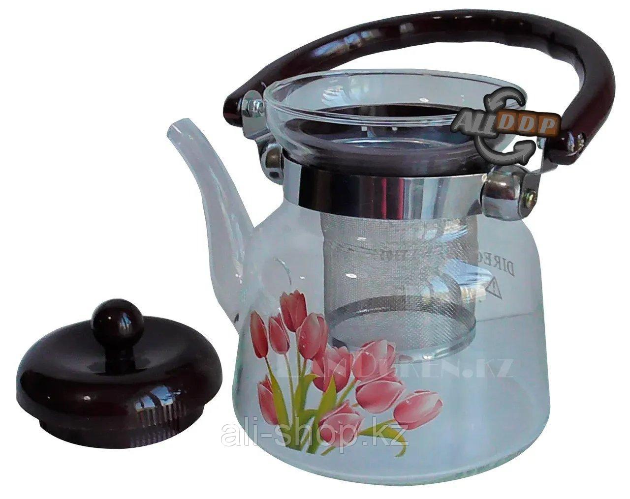 Заварочный стеклянный чайник для чая и кофе 900 ml (Cofee and tea), заварной чайник, чайник для плиты - фото 1 - id-p113496252
