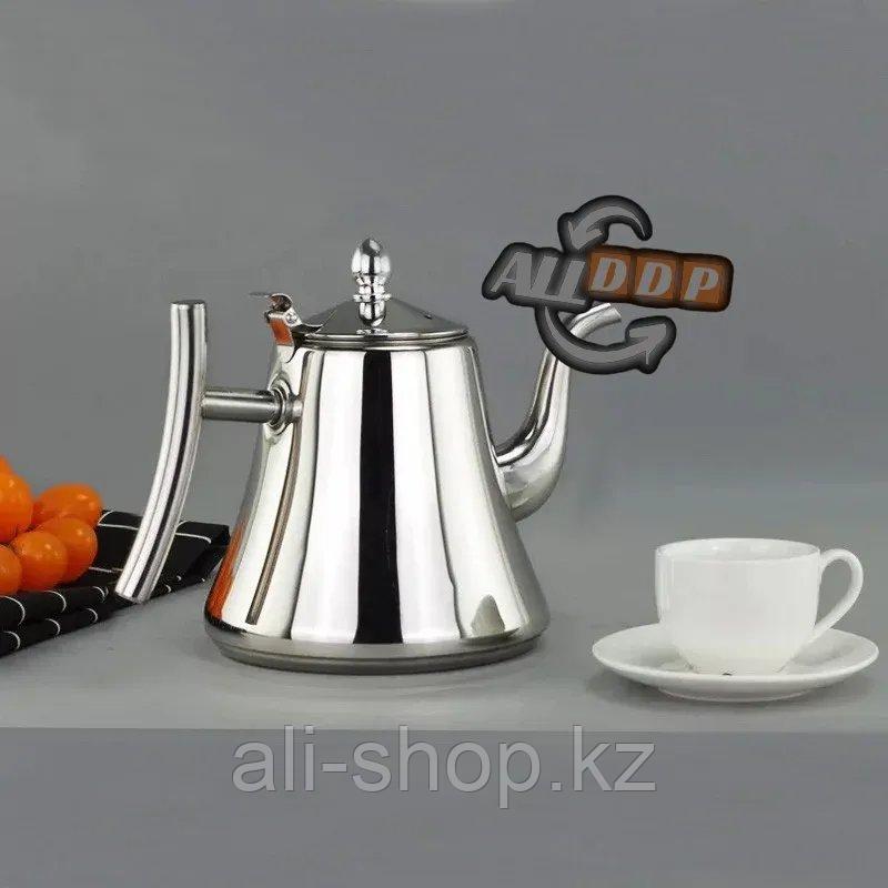 Чайник заварочный с ситом и удобной ручкой для чая и кофе из нержавеющей стали 1,2 л Kashi kettle Xiong Qiang - фото 1 - id-p113496253