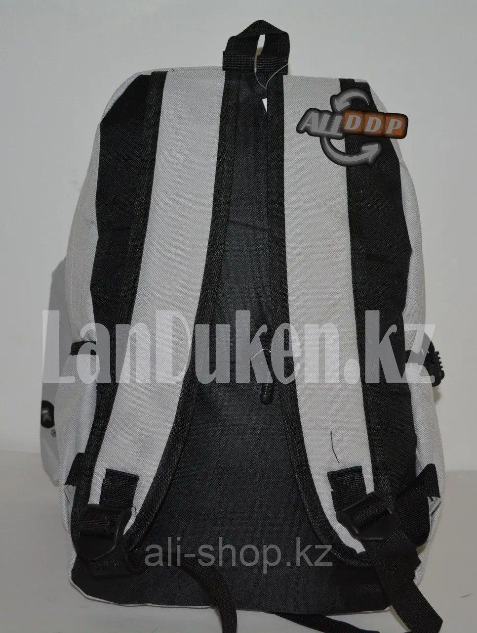 Универсальный школьный рюкзак с пеналом с ушками кошки и брелоком серый - фото 4 - id-p113496827