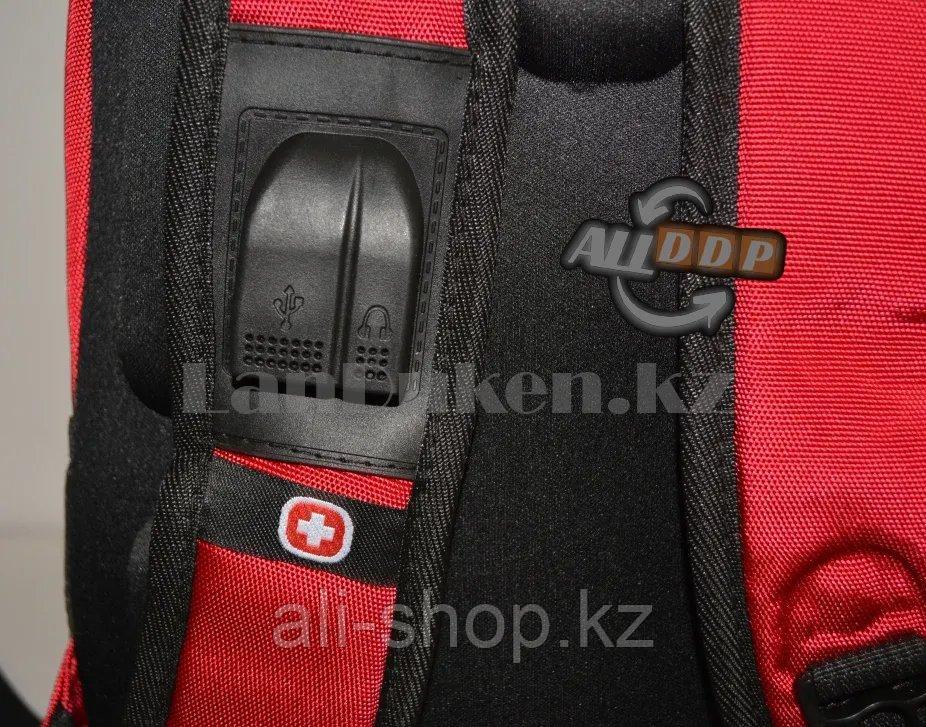 Городской мини рюкзак SWISSGEAR с USB портом и AUX выходом с ортопедической спинкой красный - фото 4 - id-p113496834