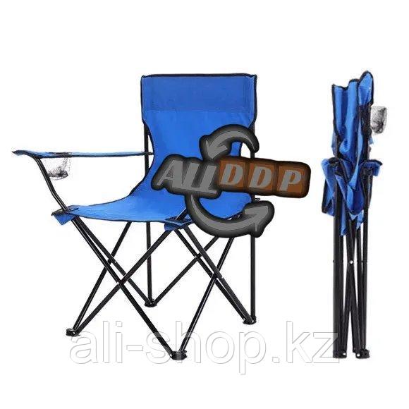 Стул с подлокотниками складной с подстаканником с чехлом Quad Chair VAm 23320 голубой - фото 4 - id-p113496279