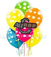 Воздушные шары разноцветные с рисунками смайлов Шарики с улыбкой YuHang 12" упаковка 100 шт