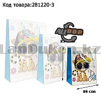 Пакет подарочный S(18х23) 3D иллюстрация для детей с блестками белого цвета с тигренком