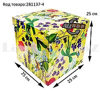 Подарочная коробка ХL (25x25х25) квадратная со съемной крышкой в весенней тематике желтого цвета с цветами