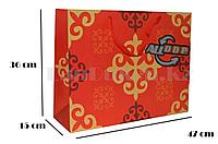 Подарочный пакет Казахский орнамент красный 36*47*15 см