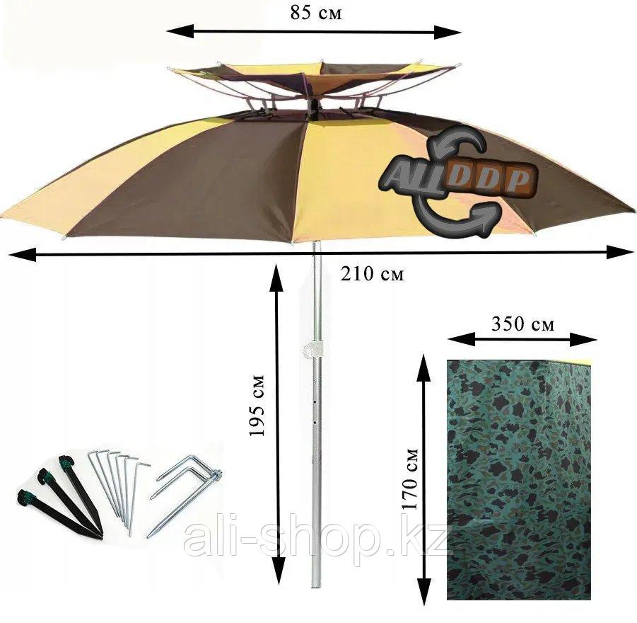 Зонт туристический для рыбалки разборный жаростойкий с чехлом Tuohai коричневый - фото 2 - id-p113496380