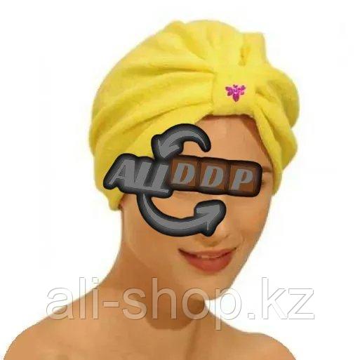 Полотенце для сушки волос банное тюрбан из микрофибры желтое - фото 1 - id-p113496438