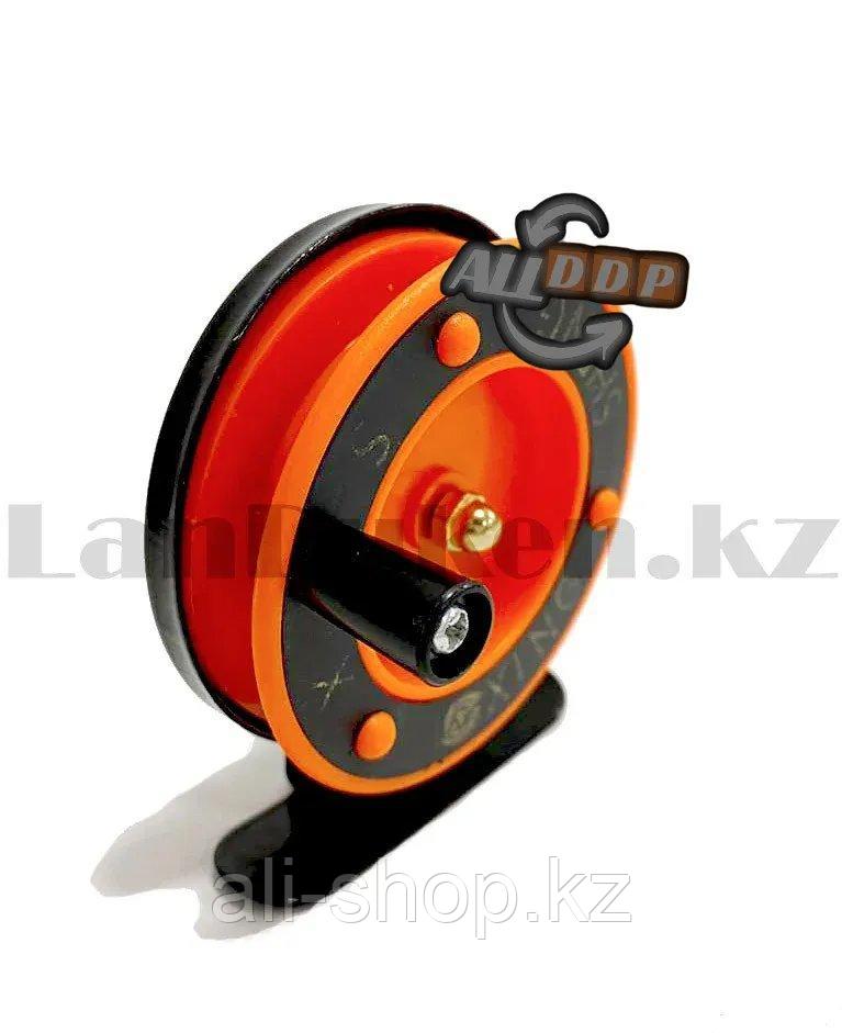 Инерционная катушка для удочки металлическая оранжевая - фото 4 - id-p113496493