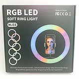 Кольцевая разноцветная селфи-лампа Led MJ33 RGB 6 цветов с держателем диаметром 33 см, фото 4