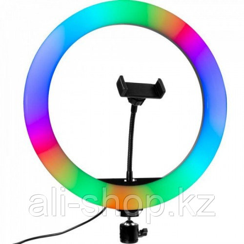 Кольцевая LED лампа RGB MJ38 (38см, 1 крепление, управление на проводе+пульт) - фото 1 - id-p113499190
