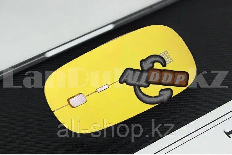 Компьютерная мышь беспроводная оптическая тонкая 1600 dpi USB Mini Good Wireless Mouse желтая - фото 6 - id-p113497169