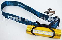 Светодиодный налобный USB фонарь Power Bank 6LED 3 режима