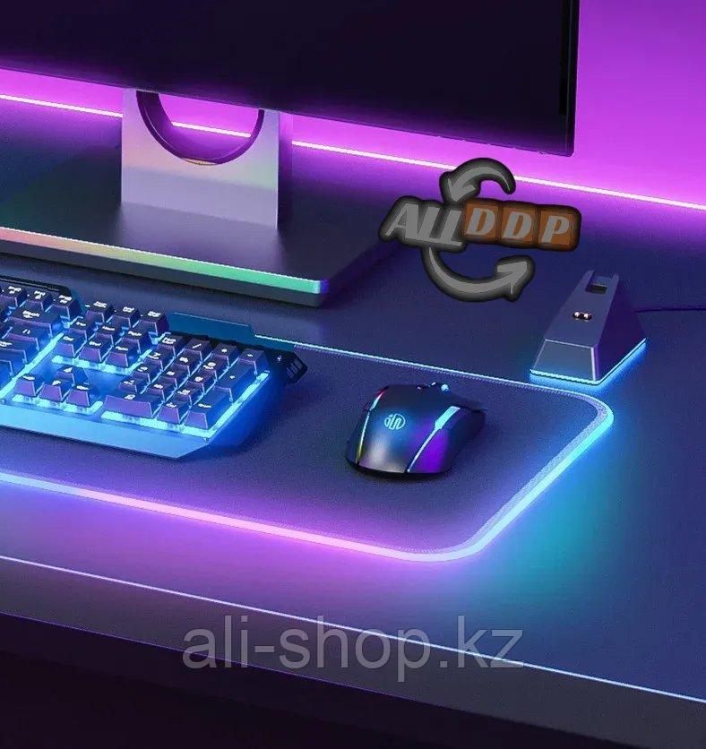 Коврик для для мышки клавиатуры и компьютеров игровой с RGB подсветкой 80х31 см Rasure черный - фото 3 - id-p113497288