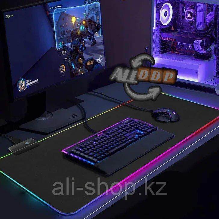 Коврик для для мышки клавиатуры и компьютеров игровой с RGB подсветкой 80х31 см Rasure черный - фото 9 - id-p113497288