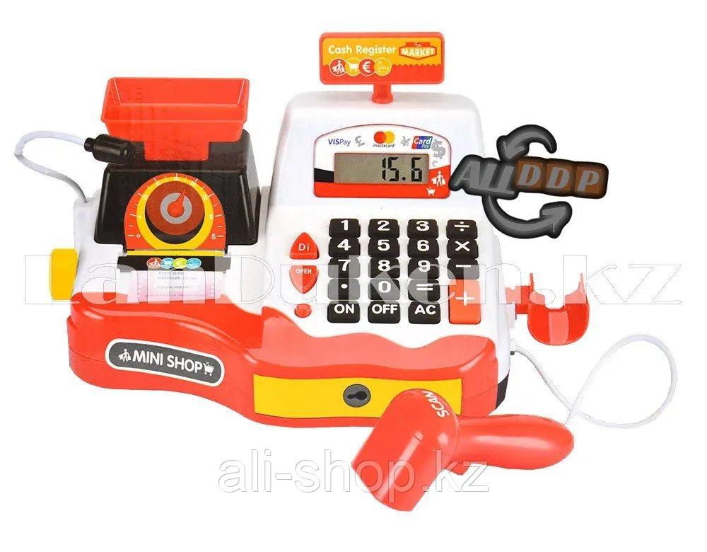 Детский набор кассовый аппарат Cash Register Set светящийся со звуковыми эффектами красный 35535B - фото 4 - id-p113497373