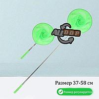 Детский сачок для ловли телескопический с металлической выдвижной ручкой 37-58 см зеленый