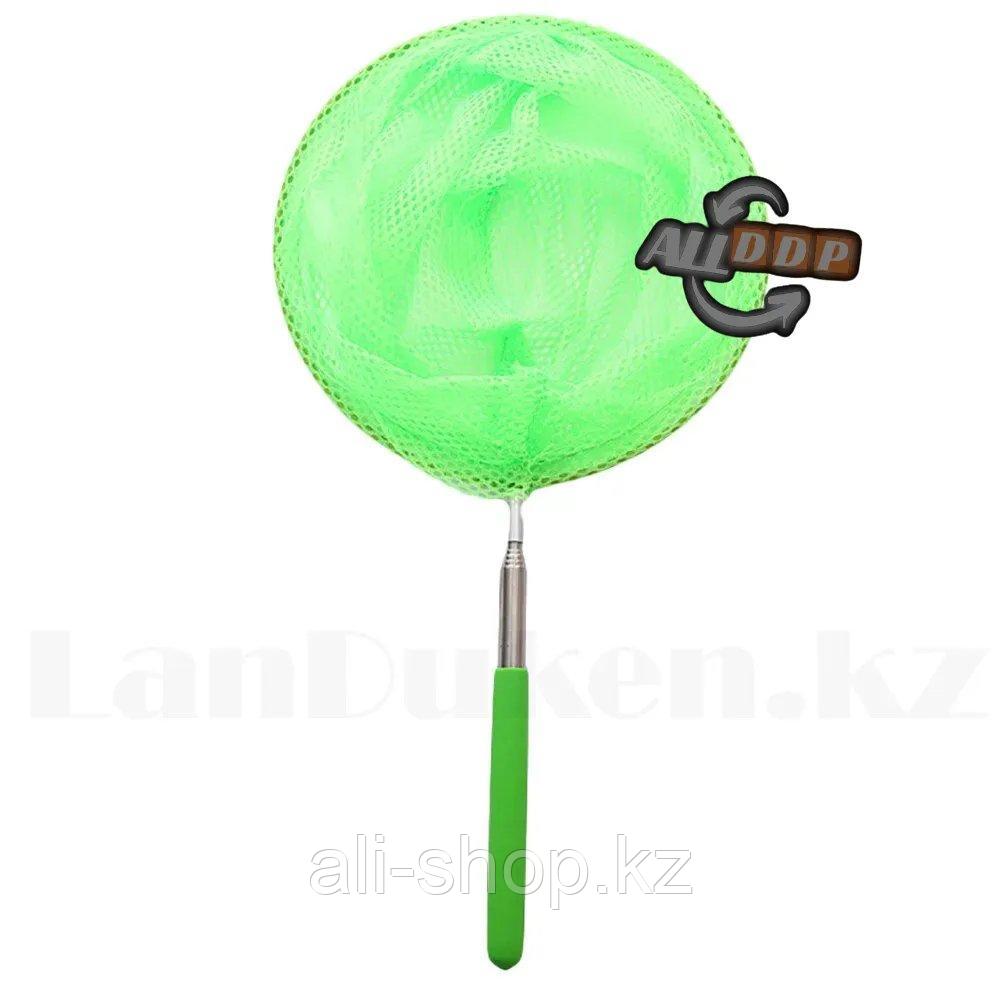 Детский сачок для ловли телескопический с металлической выдвижной ручкой 37-58 см зеленый - фото 3 - id-p113497385