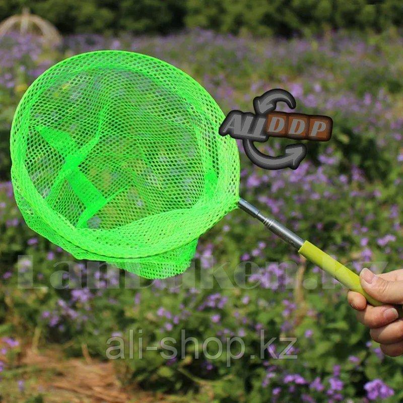 Детский сачок для ловли телескопический с металлической выдвижной ручкой 37-58 см зеленый - фото 7 - id-p113497385