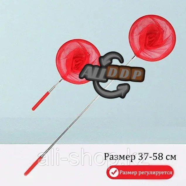 Детский сачок для ловли телескопический с металлической выдвижной ручкой 37-58 см красный - фото 1 - id-p113497386