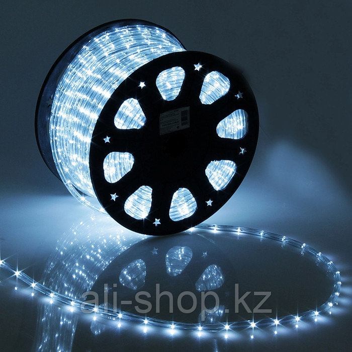 LED шнур 11 мм, круглый, 100 м, фиксинг, 2W-LED/м-24-220V, в компл. набор д/подкл, БЕЛЫЙ - фото 1 - id-p113501386