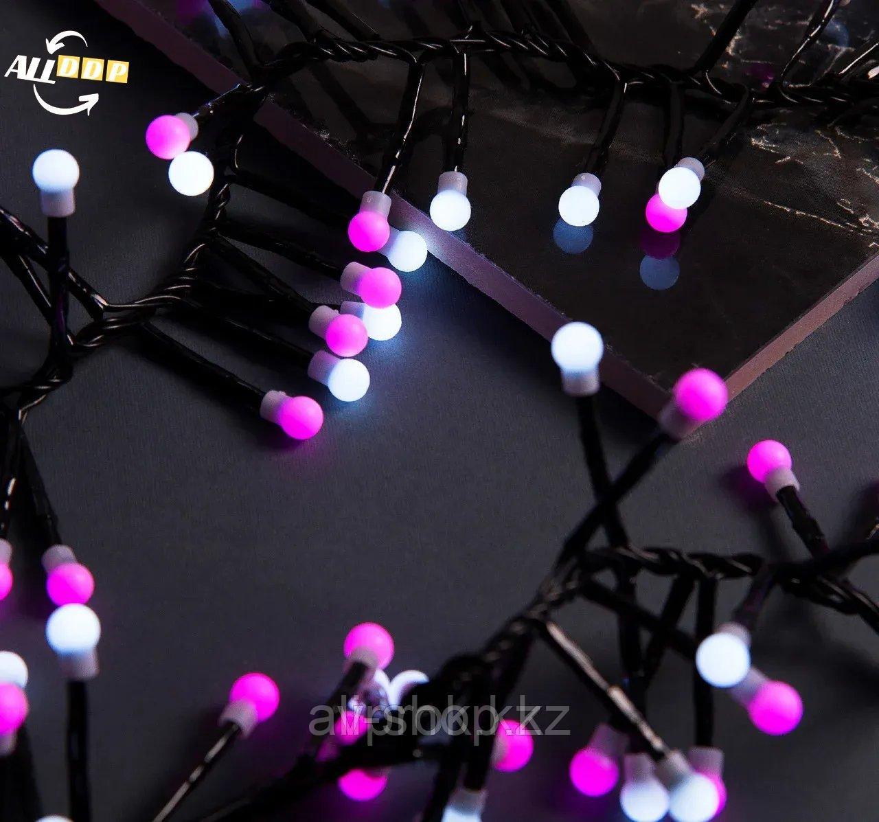 LED гирлянда "Нить" - 4,3 метра (+ 2 метра провод), 300 лампочек, микс (белый и розовый)) - фото 1 - id-p113501111