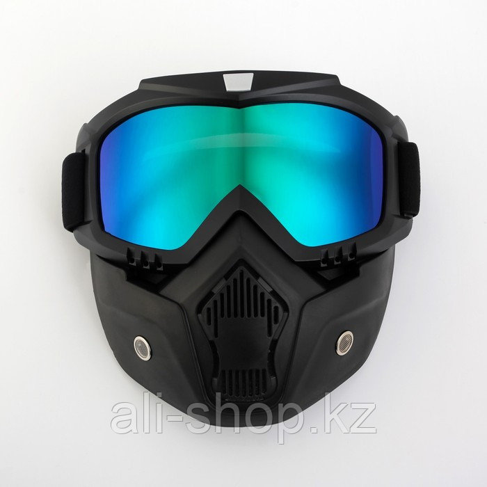 Очки-маска для езды на мототехнике, разборные, стекло хамелеон, черные - фото 1 - id-p113501438