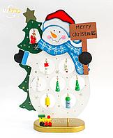 Картонный снеговик-пазл, фанера, 27 см