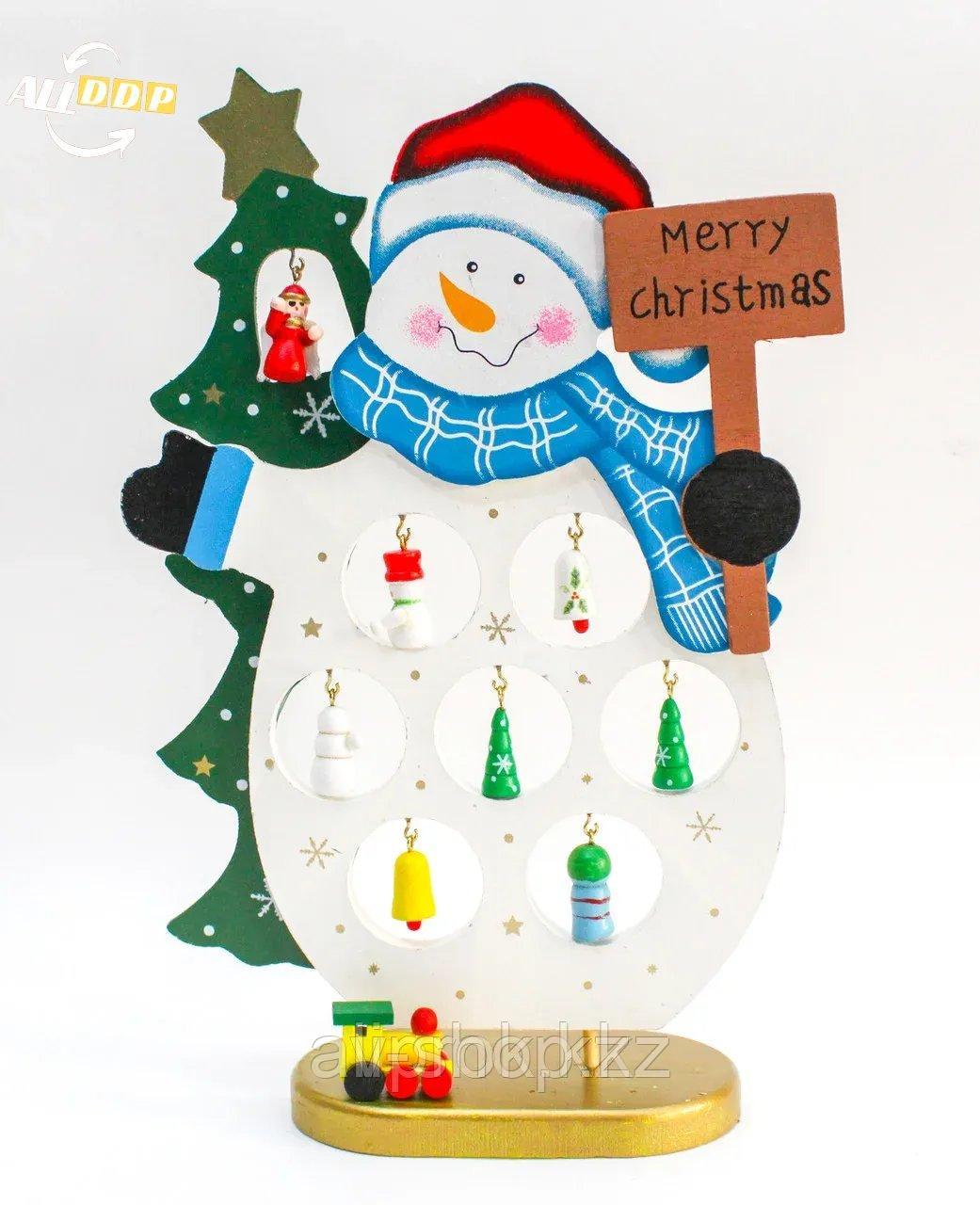 Картонный снеговик-пазл, фанера, 27 см - фото 1 - id-p97463215