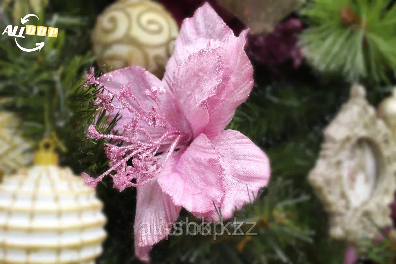 Дизайнерское новогоднее украшение, "Розовый цветок", 15 см - фото 1 - id-p113501210