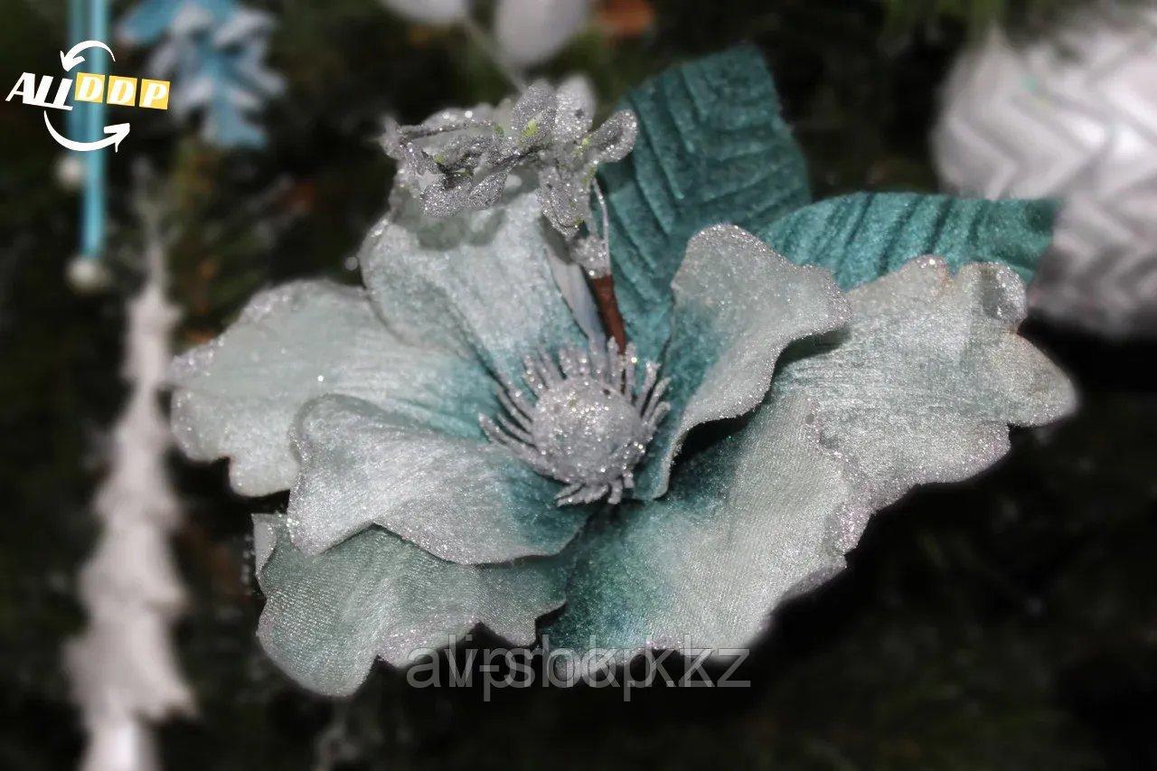 Дизайнерское новогоднее украшение, "Синий цветок", 15 см - фото 1 - id-p113501211
