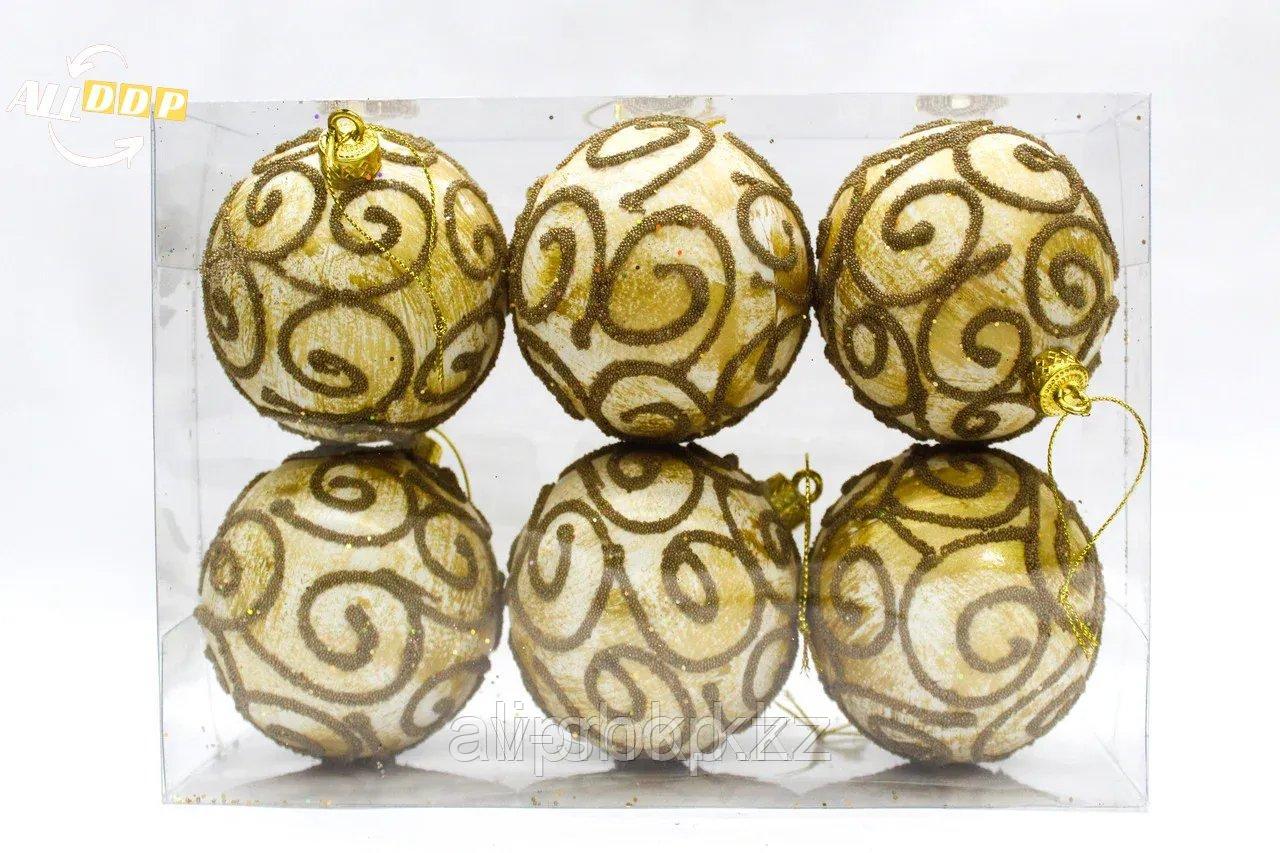 Дизайнерское новогоднее украшение, шары, "Узоры", D 7 см - фото 1 - id-p97463260