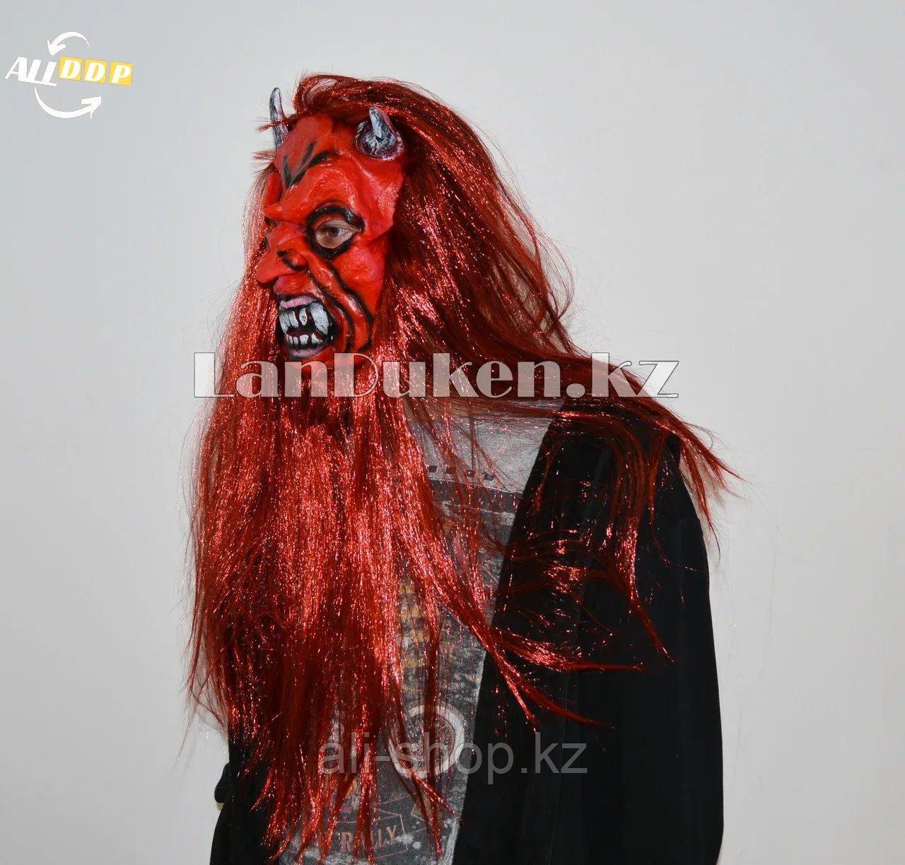Латексная маска на хэллоуин с рогами 050