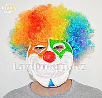 Латексная маска на хэллоуин ужасный клоун с радужными волосами 04