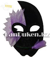 Венецианская карнавальная маска черно-фиолетовая (24*16 см)