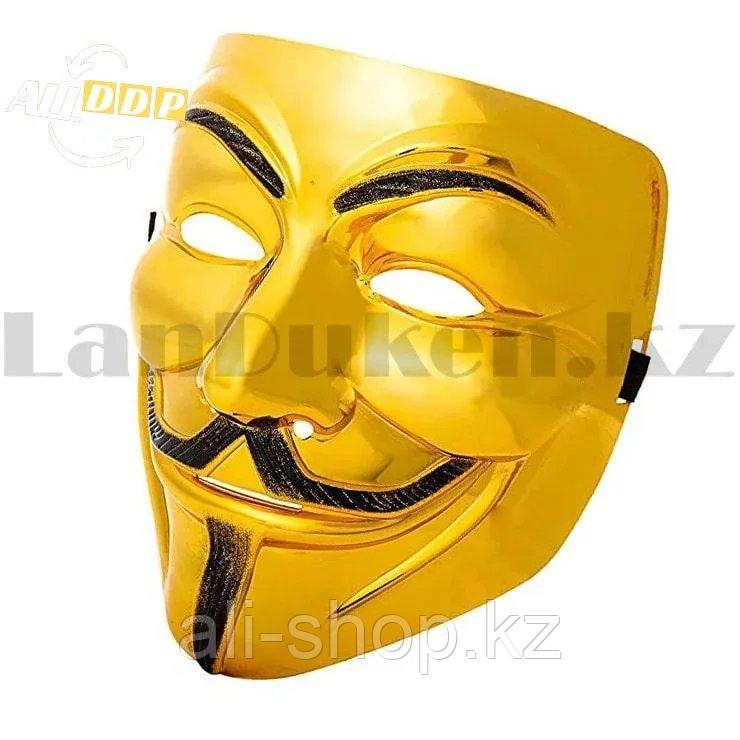 Карнавальная маска Гая Фокса золотая - фото 3 - id-p113501588
