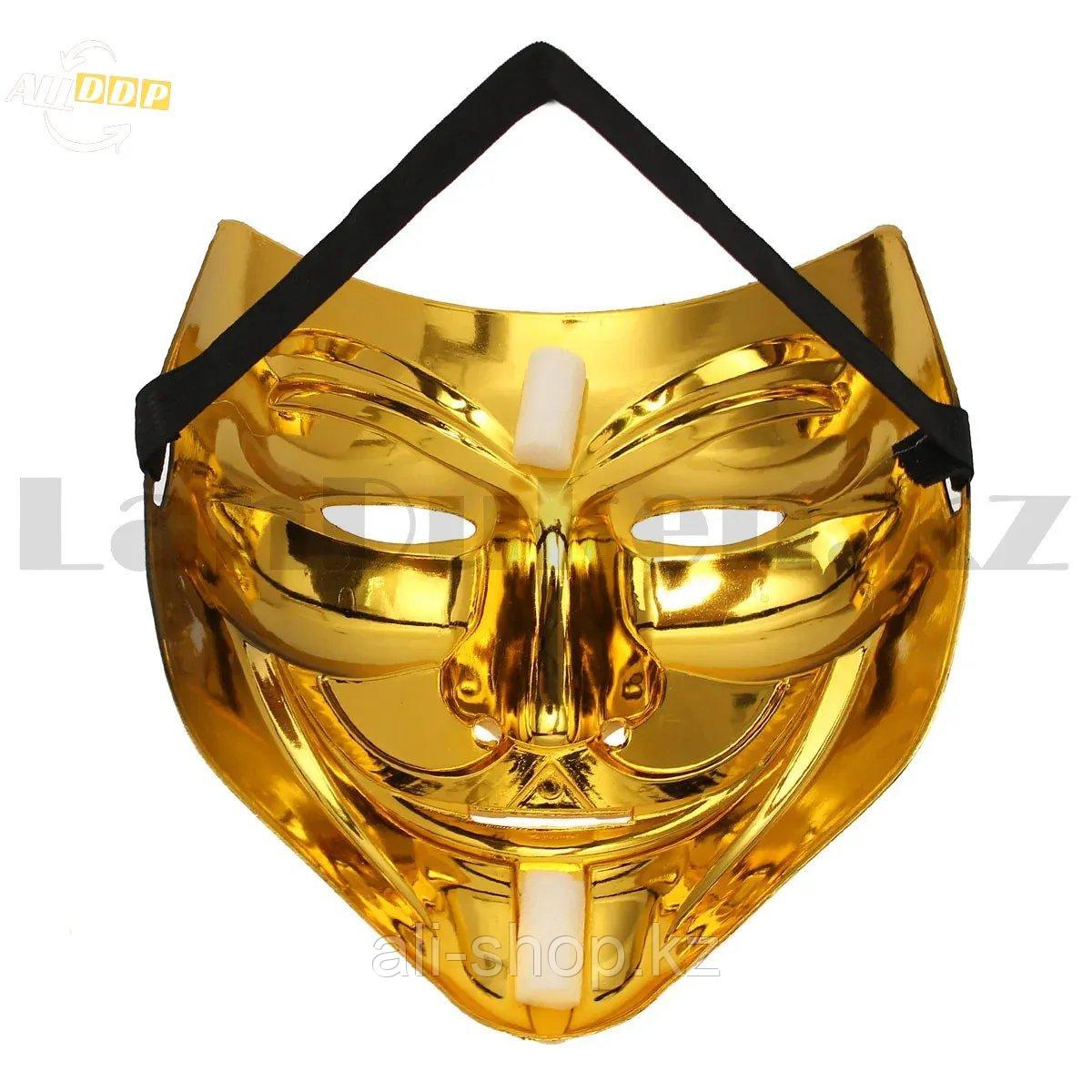Карнавальная маска Гая Фокса золотая - фото 4 - id-p113501588